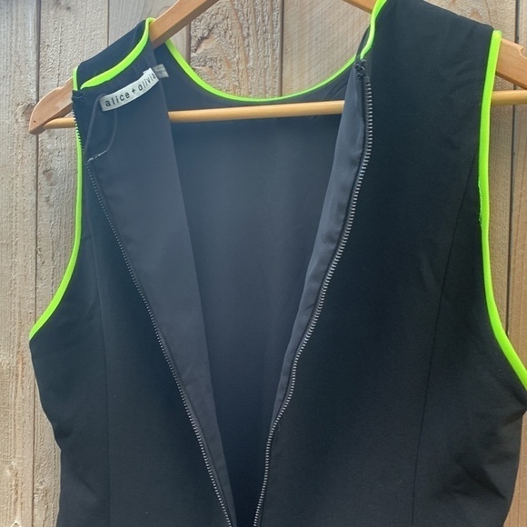 Alice + Olivia Colin Neon Trim Sleeveless Mini Dress size 10 - Picture 7 of 9